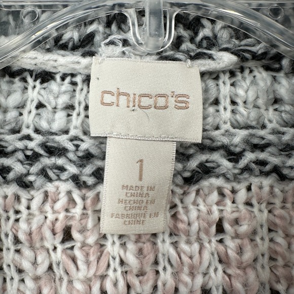 Chicos Western Cardigan Sweater size Large MED Chunky Knit Fringe - Picture 5 of 9